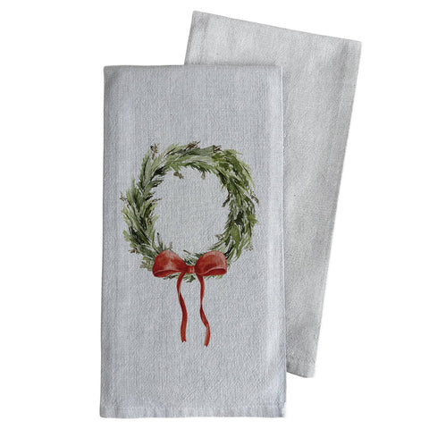 Christmas Wreath Tea Towel: White (Porter Lane Homes)