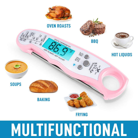 Instant Read Digital Meat Thermometer with Probe: Red/Black (Zulay Kitchen)