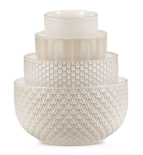 Ceramic Nesting Bowls, 20/44/98/145 oz, Cream (Kook)
