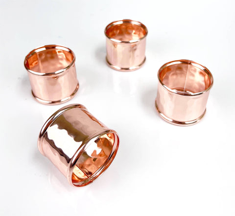 Shiny Copper Hammered Metal Napkin Ring Holder (Fennco Styles)