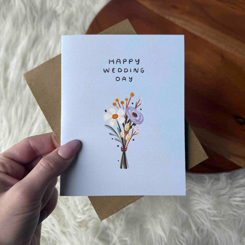 "Happy wedding day" Wedding Cute Bouquet Card (Big Moods)