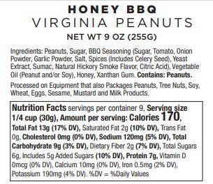 9 oz. Honey Roasted BBQ Peanuts (Virginia Diner)