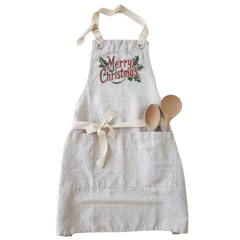 Merry Christmas Holly Apron: Natural (Porter Lane Homes)