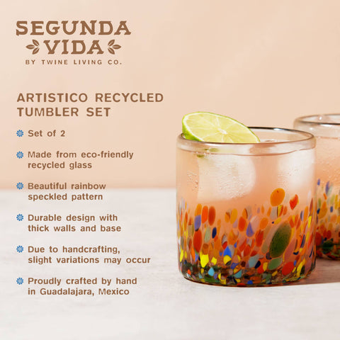 Segunda Vida Artistico Recycled Glass Tumblers - Set of 2 (Twine)