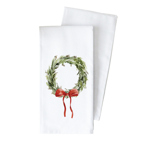 Christmas Wreath Tea Towel: White (Porter Lane Homes)
