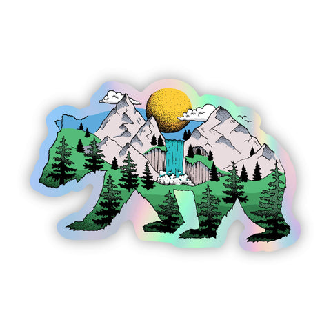 Holographic Nature Bear Sticker (Big Moods)