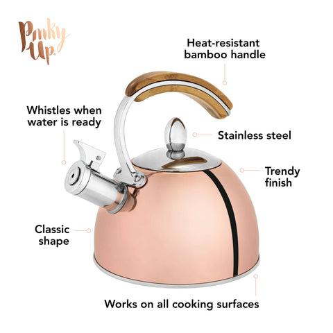 Presley Classic Whistling Tea Kettle - 70oz - Rose Gold (Pinky Up)
