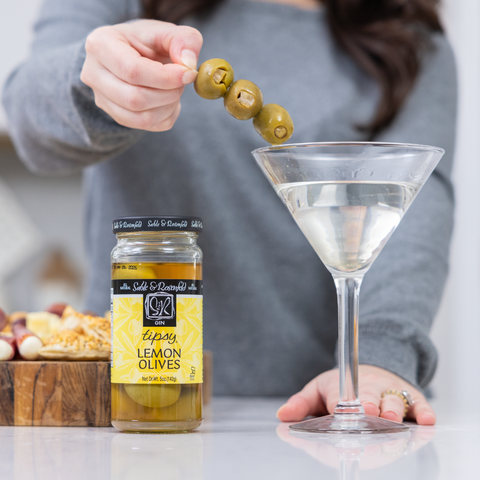 Tipsy Gin Lemon Tipsy Olives 5oz / 6 (Sable and Rosenfeld)