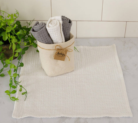 Dish Cloth Set - White And Gray Waffle (Audrey's)