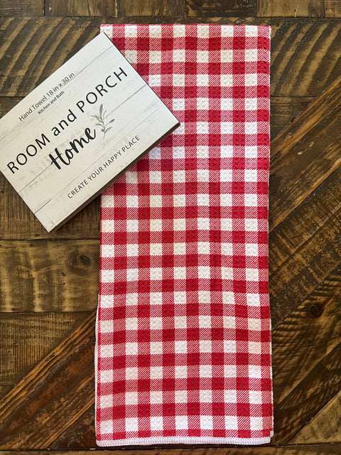 Red Gingham Tea/Hand Towel-Recycled (ROOM and PORCH)