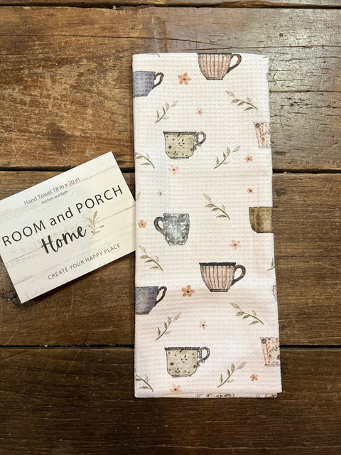 Coffee Cups Microfiber Tea Towel (ROOM and PORCH)