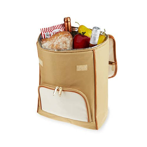 Insulated Wine Cooler Backpack w/ Corkscrew - Beige (Twine)