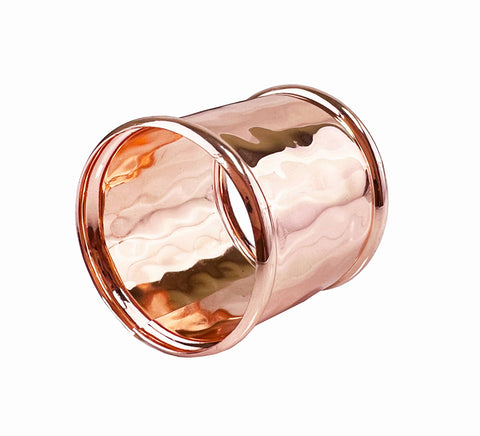 Shiny Copper Hammered Metal Napkin Ring Holder (Fennco Styles)