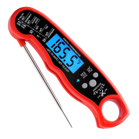 Instant Read Digital Meat Thermometer with Probe: Red/Black (Zulay Kitchen)