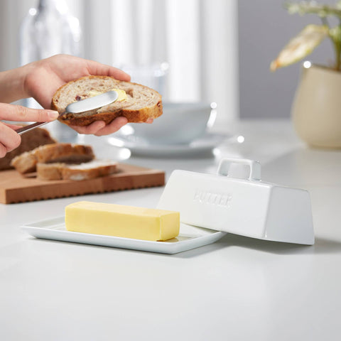 Ceramic Butter Dish White (Kook)