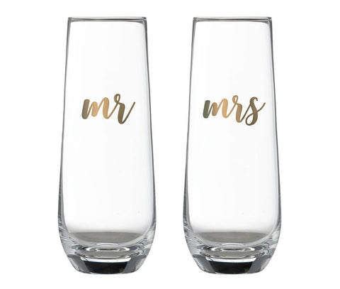 Mr & Mrs Champagne Glass Set (Lillian Rose)