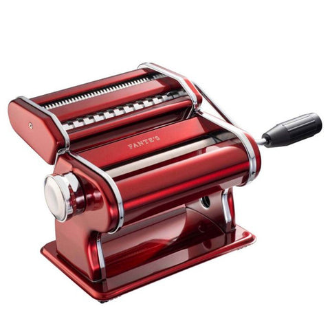 Red Pasta Machine with Double Pasta Cutter for Spaghetti and Fettuccine (Fantes)