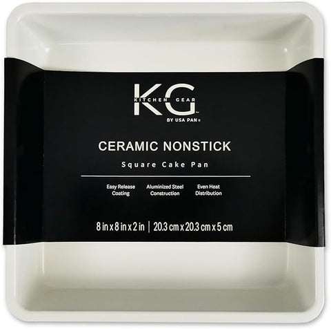 Square Cake Pan 8” Ceramic Nonstick Vanilla (Kitchen Gear)