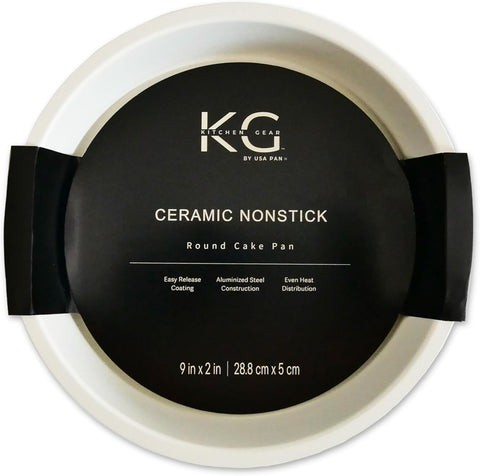 Round Cake Pan 9” Ceramic Nonstick Vanilla (Kitchen Gear)