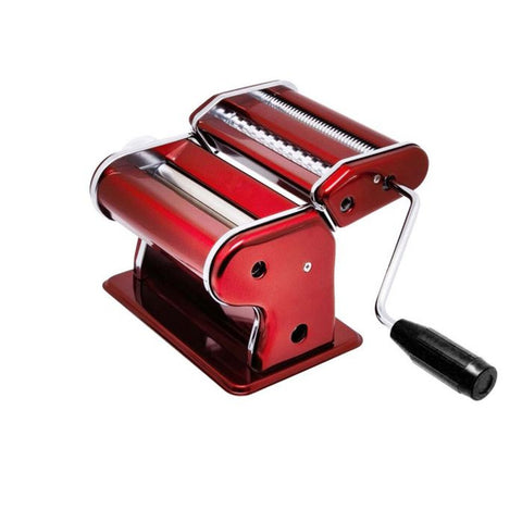 Red Pasta Machine with Double Pasta Cutter for Spaghetti and Fettuccine (Fantes)