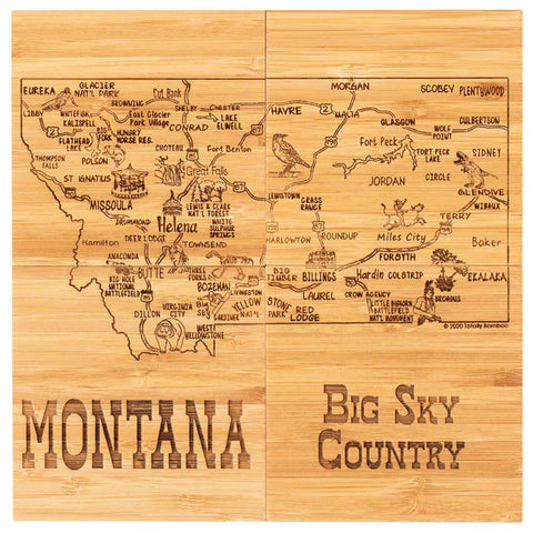 4-Piece Montana Puzzle Coaster Set with Case (Totally Bamboo)