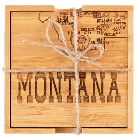 4-Piece Montana Puzzle Coaster Set with Case (Totally Bamboo)