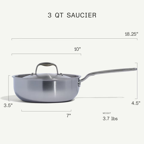 3.5 Qt Stainless Clad Saucier W/Lid (Made In)