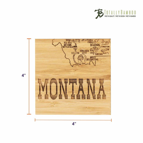 4-Piece Montana Puzzle Coaster Set with Case (Totally Bamboo)