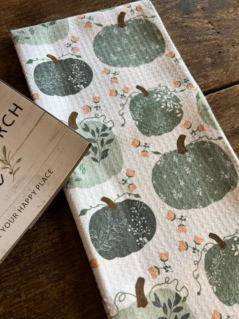 Sage Pumpkins Tea/Hand Towel (ROOM and PORCH)