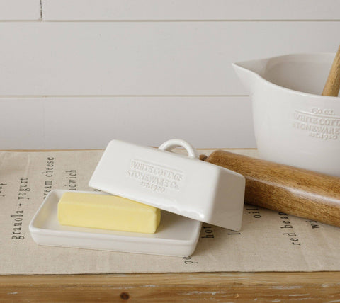 White Cottage Ceramic Butter Dish (Audrey's)