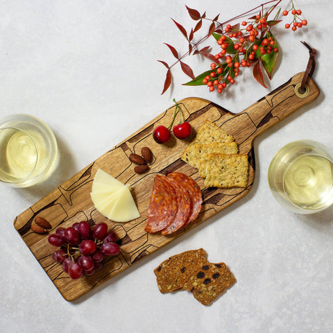 Acacia Bottle Shaped Board Wine Pattern (Totally Bamboo)