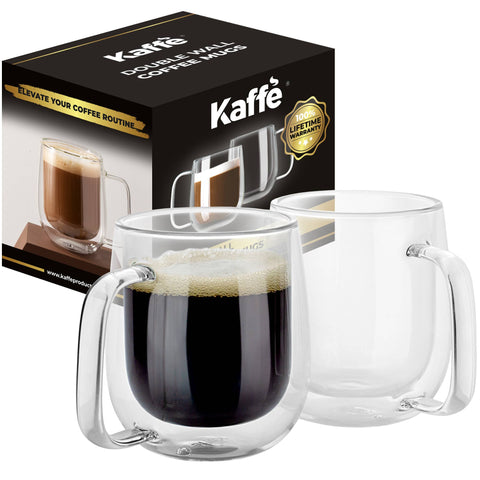 10oz Glass Coffee Mugs. Double-Wall Borosilicate Glass (Kaffe)