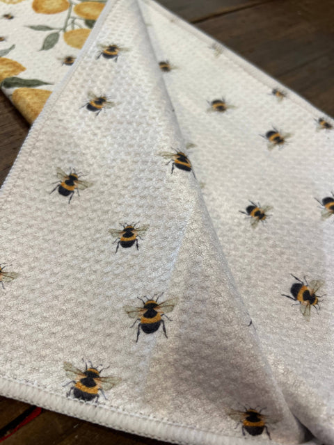 Lemon & Bees Microfiber Tea/Hand Towel (ROOM and PORCH)