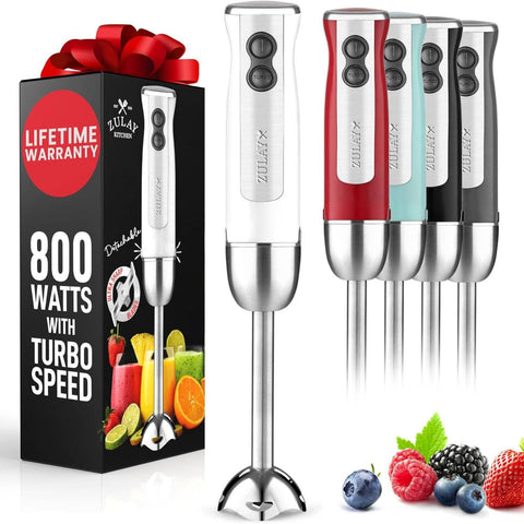 Powerful Immersion Blender Handheld: White (Zulay Kitchen)