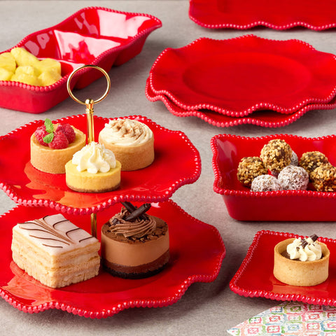 Perlette Red Melamine 6" Canape Plates (Certified International)