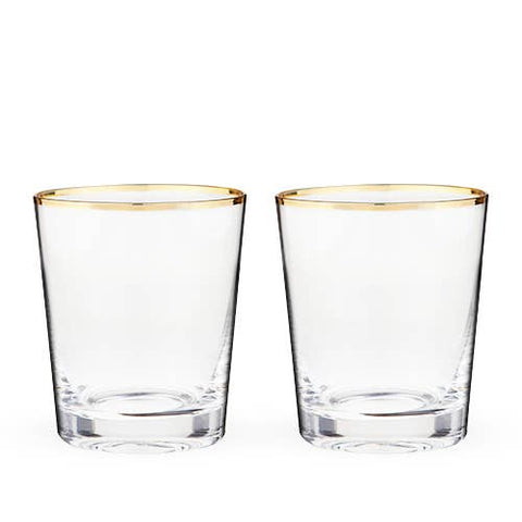 Gilded Gold-Rimmed Glass Cocktail Tumblers - Set of 2 (Twine)