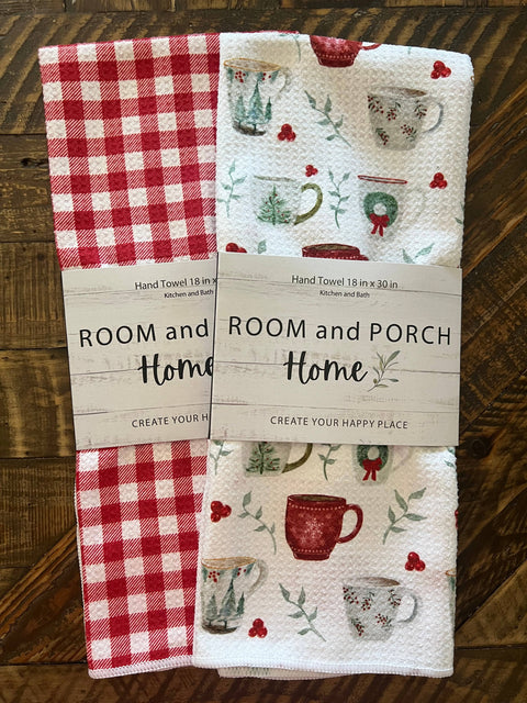 Red Gingham Tea/Hand Towel-Recycled (ROOM and PORCH)