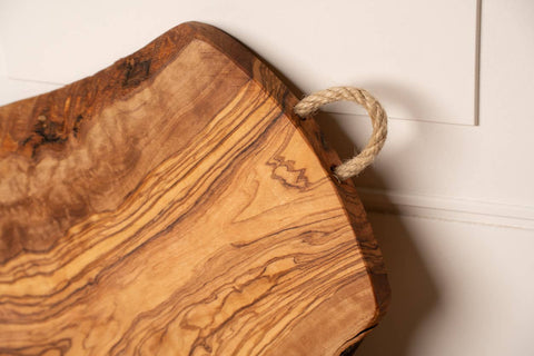 Italian Olivewood Charcuterie and Cheese Board - Rope Handle (Verve Culture)