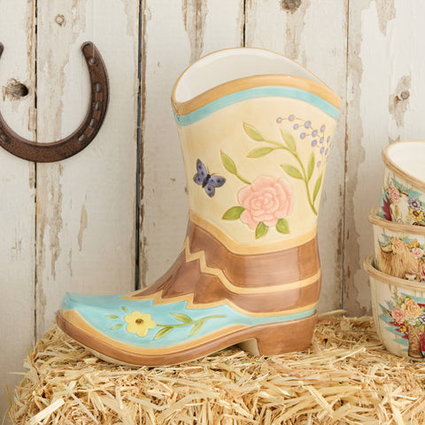 Rosewood Ranch 3-D Boot Vase 56 oz. (Certified International)