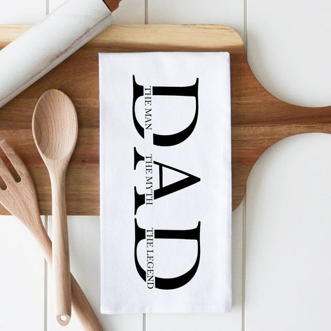 Dad | The Man. The Myth. The Legend. Tea Towel: White (Porter Lane Home)