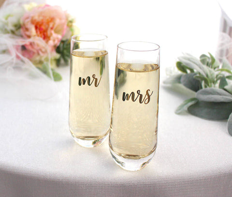 Mr & Mrs Champagne Glass Set (Lillian Rose)
