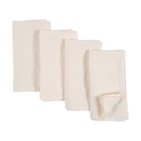 100% Stone Washed Linen Napkins Ivory (KAF Home)