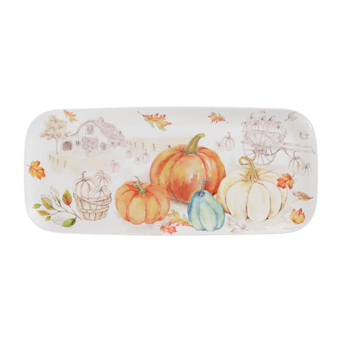 Pumpkin Season 15" Melamine Rectangle Tray (Supreme Housewares)