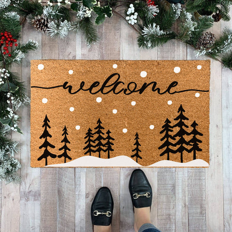 Winter Trees and Snowflakes Doormat (Nickel Designs)
