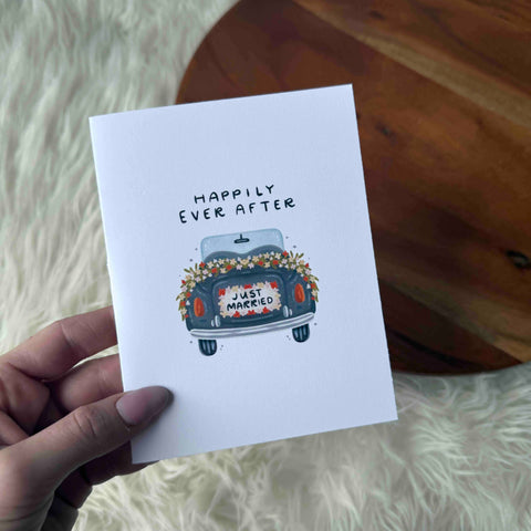 "Happily ever after" Just Married Wedding Card (Big Moods)