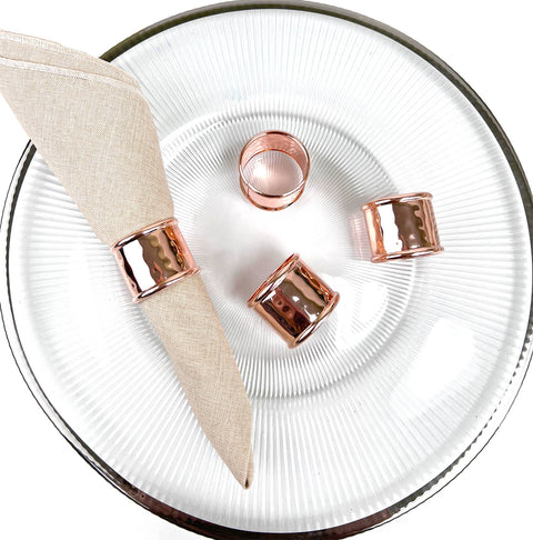 Shiny Copper Hammered Metal Napkin Ring Holder (Fennco Styles)