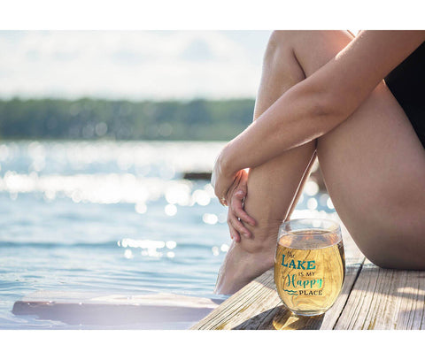 At the Lake Stemless Wine Glasses