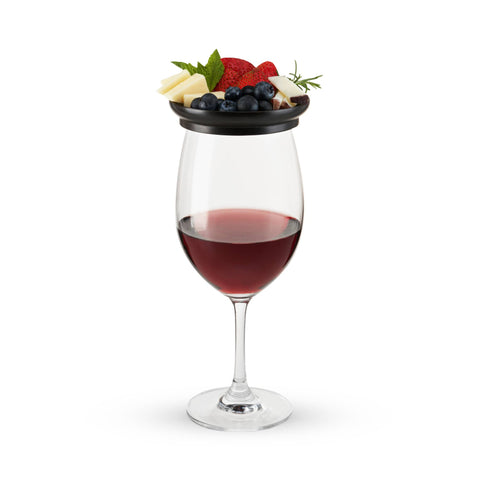 Wine Glass Topper Appetizer Plates 4pcs Mahogany (Twine)