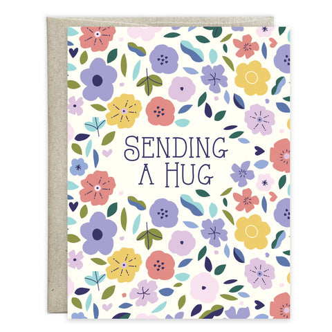 Thinking of You Greeting Card - Sweet purple flowers (GINA B DESIGNS)