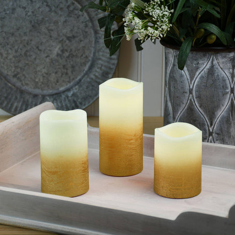 Battery Operated LED Wax Candles, Gold (Lumabase)